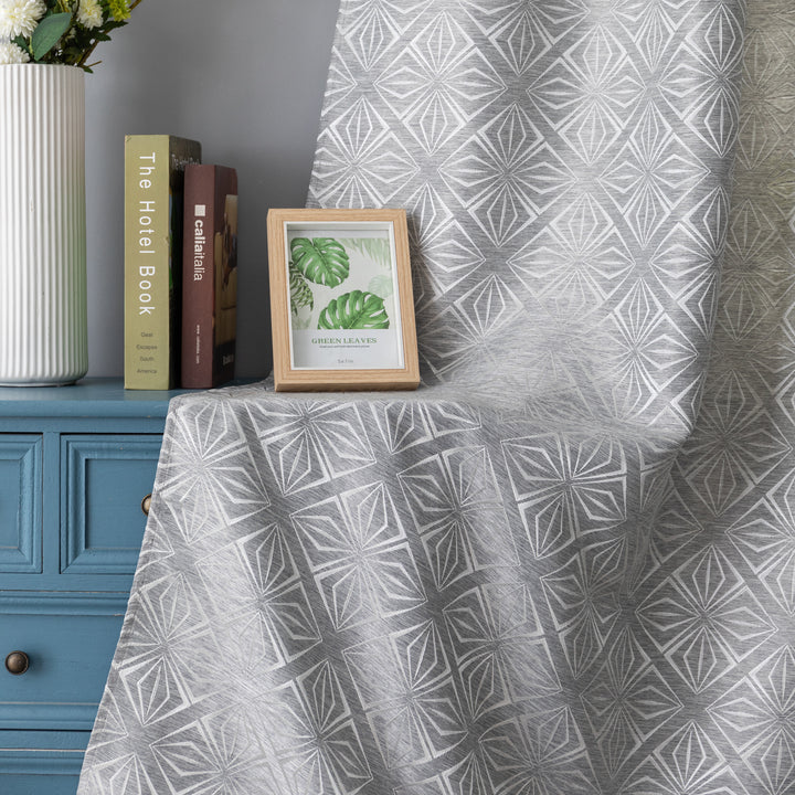 TENDA JACQUARD GRIGIA SEMI OSCURANTE FANTASIA A ROMBI 1 PANNELLO 140X295CM