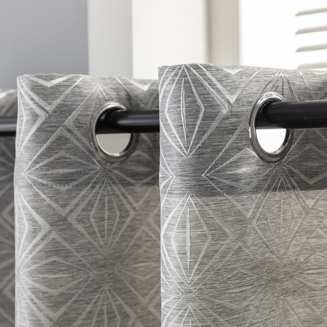 TENDA JACQUARD GRIGIA SEMI OSCURANTE FANTASIA A ROMBI 1 PANNELLO 140X145CM