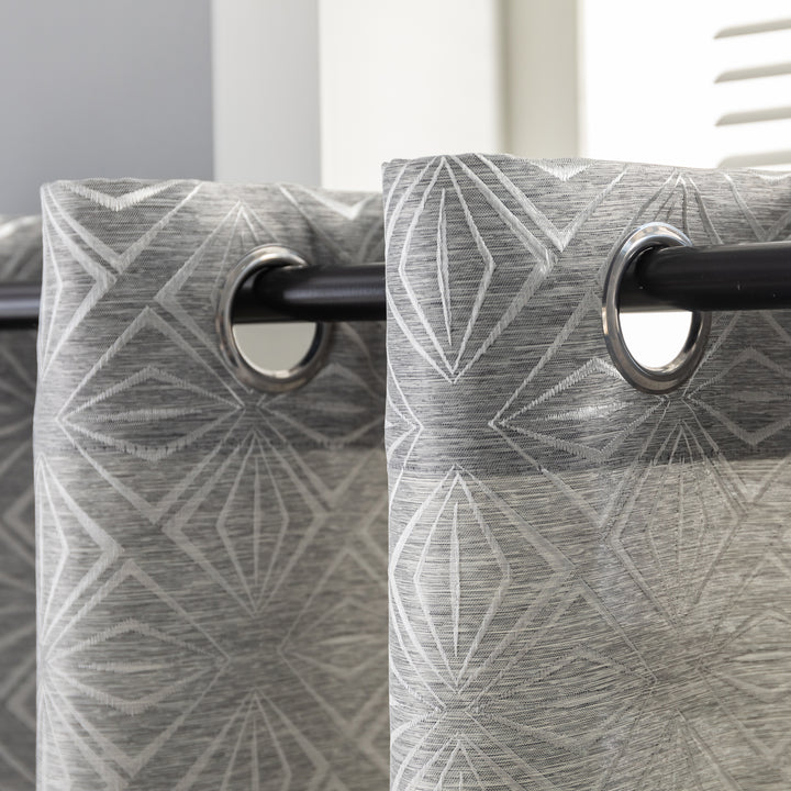 TENDA JACQUARD GRIGIA SEMI OSCURANTE FANTASIA A ROMBI 1 PANNELLO 140X145CM