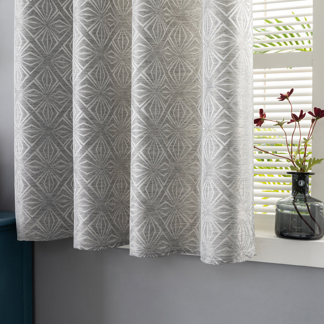 TENDA JACQUARD GRIGIA SEMI OSCURANTE FANTASIA A ROMBI 1 PANNELLO 140X145CM