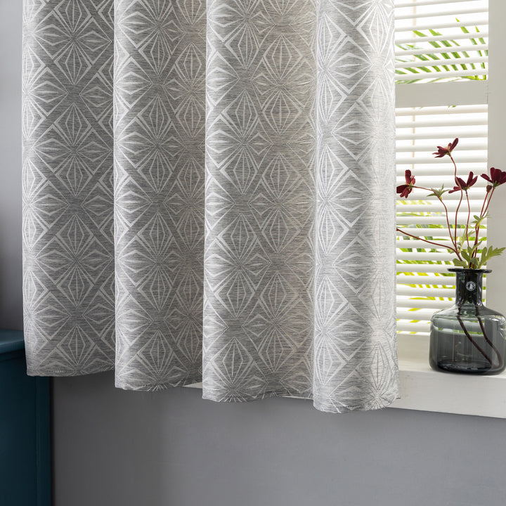 TENDA JACQUARD GRIGIA SEMI OSCURANTE FANTASIA A ROMBI 1 PANNELLO 140X145CM