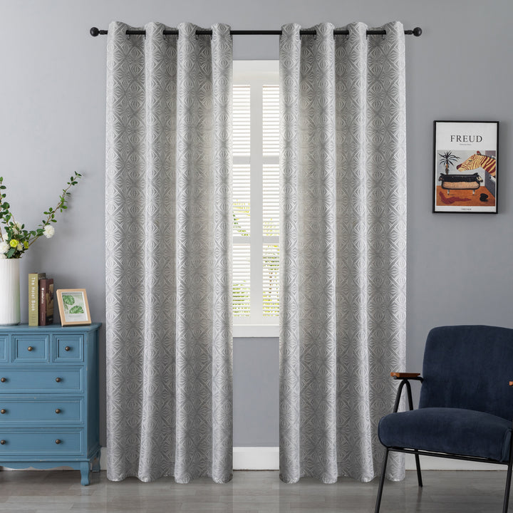 TENDA JACQUARD GRIGIA SEMI OSCURANTE FANTASIA A ROMBI 1 PANNELLO 140X235CM