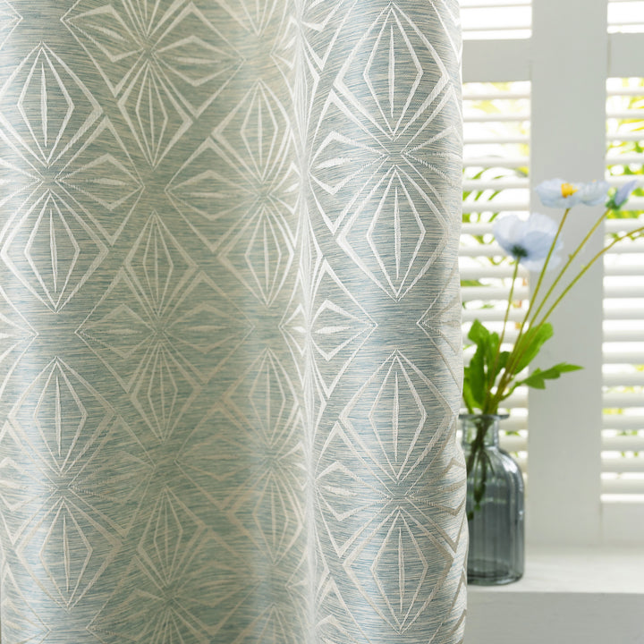 TENDA JACQUARD VERDE SEMI OSCURANTE FANTASIA A ROMBI 1 PANNELLO 140X145CM