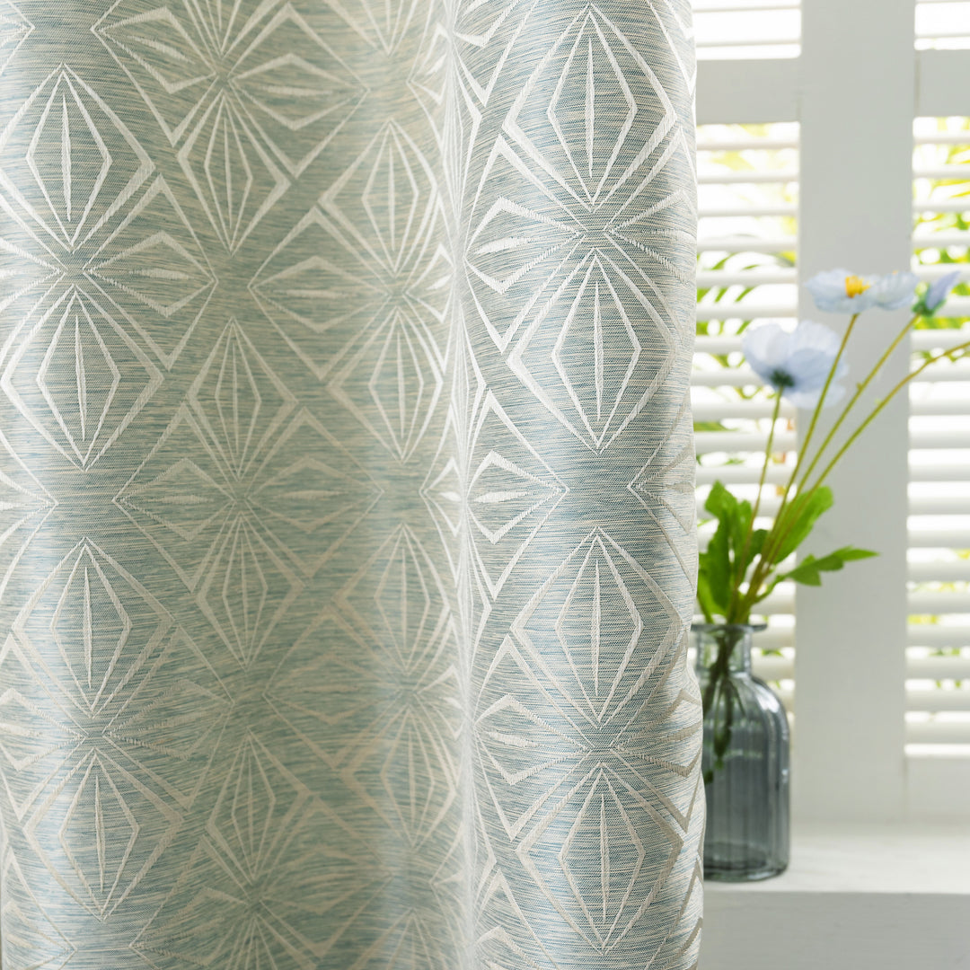 TENDA JACQUARD VERDE SEMI OSCURANTE FANTASIA A ROMBI 1 PANNELLO 140X235CM