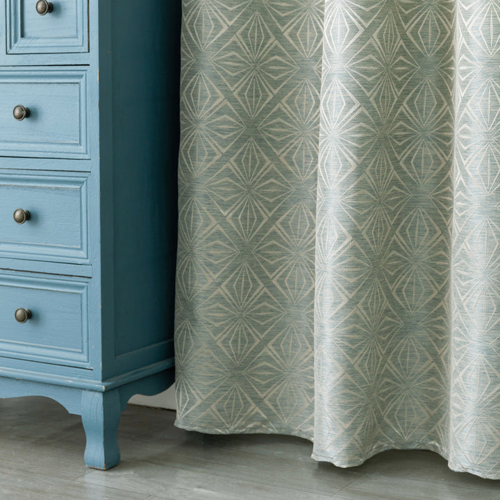TENDA JACQUARD VERDE SEMI OSCURANTE FANTASIA A ROMBI 1 PANNELLO 140X235CM