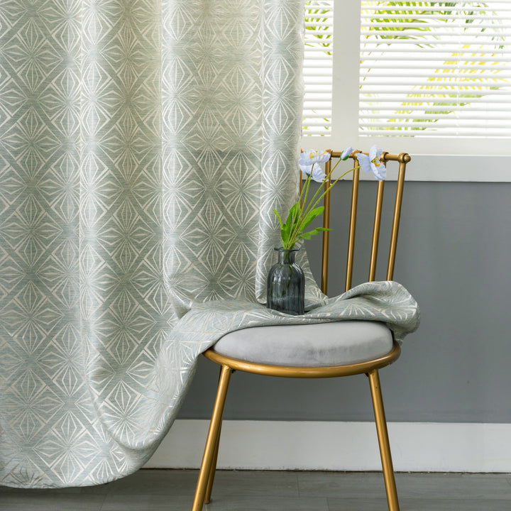 TENDA JACQUARD VERDE SEMI OSCURANTE FANTASIA A ROMBI 1 PANNELLO 140X295CM