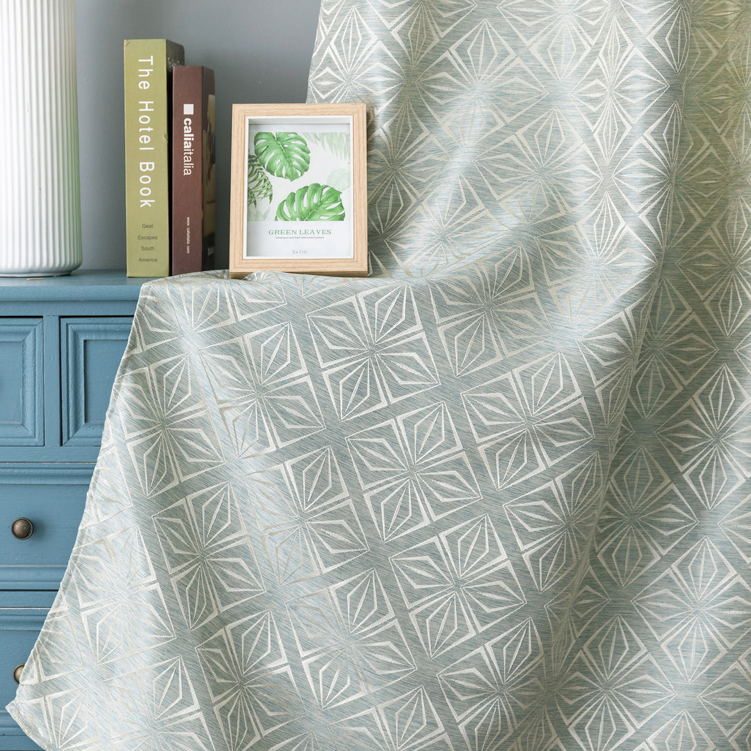 TENDA JACQUARD VERDE SEMI OSCURANTE FANTASIA A ROMBI 1 PANNELLO 140X235CM