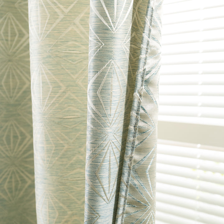 TENDA JACQUARD VERDE SEMI OSCURANTE FANTASIA A ROMBI 1 PANNELLO 140X295CM