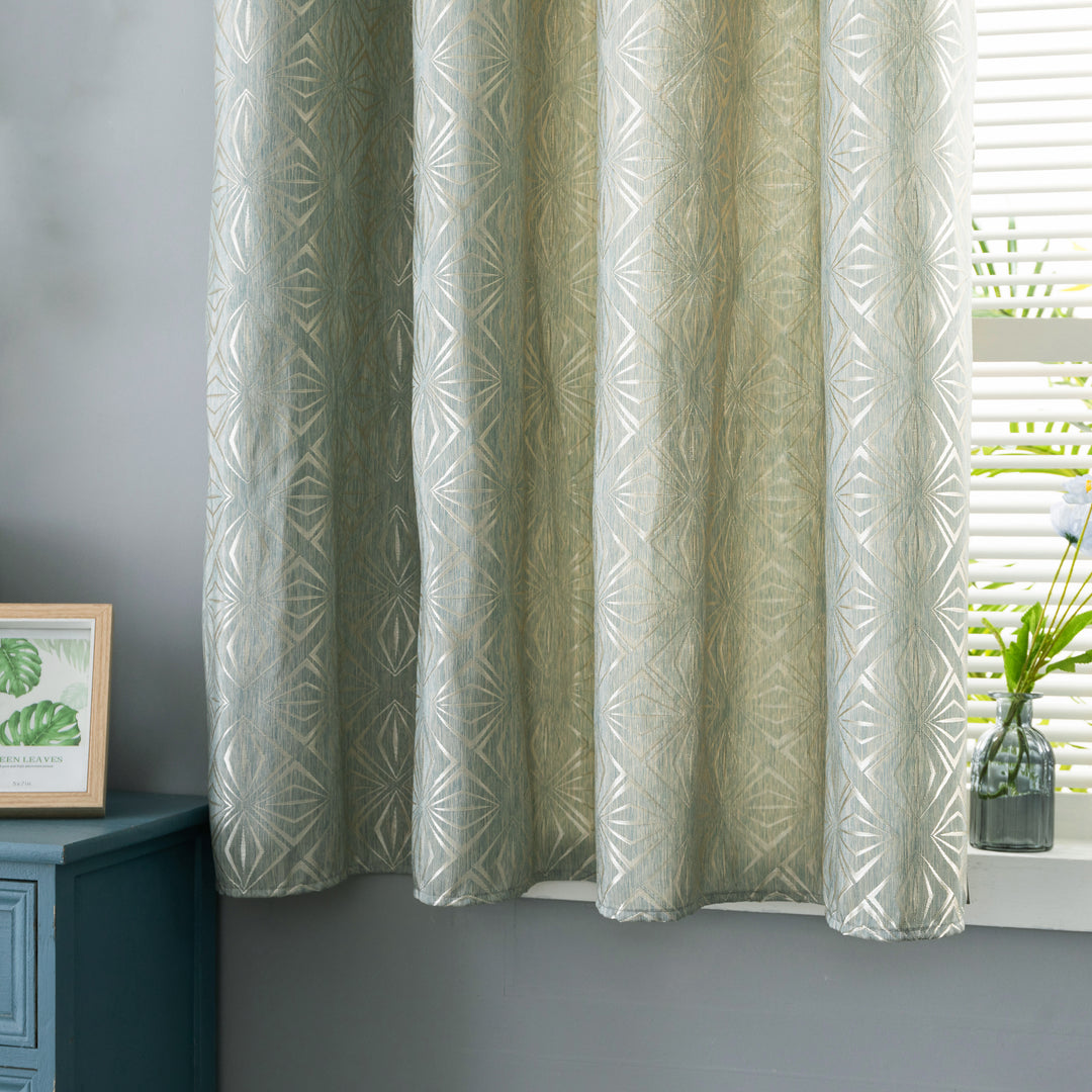 TENDA JACQUARD VERDE SEMI OSCURANTE FANTASIA A ROMBI 1 PANNELLO 140X145CM