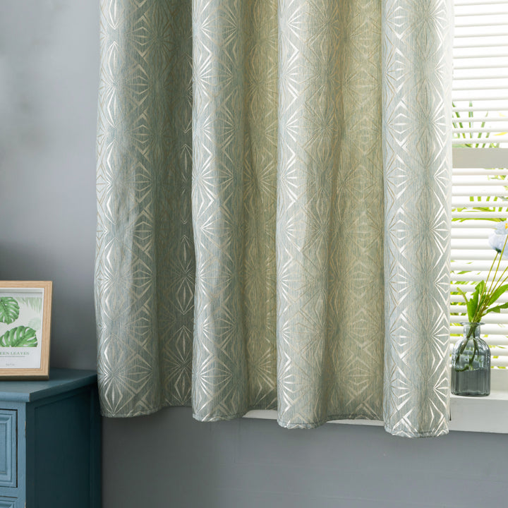 TENDA JACQUARD VERDE SEMI OSCURANTE FANTASIA A ROMBI 1 PANNELLO 140X145CM