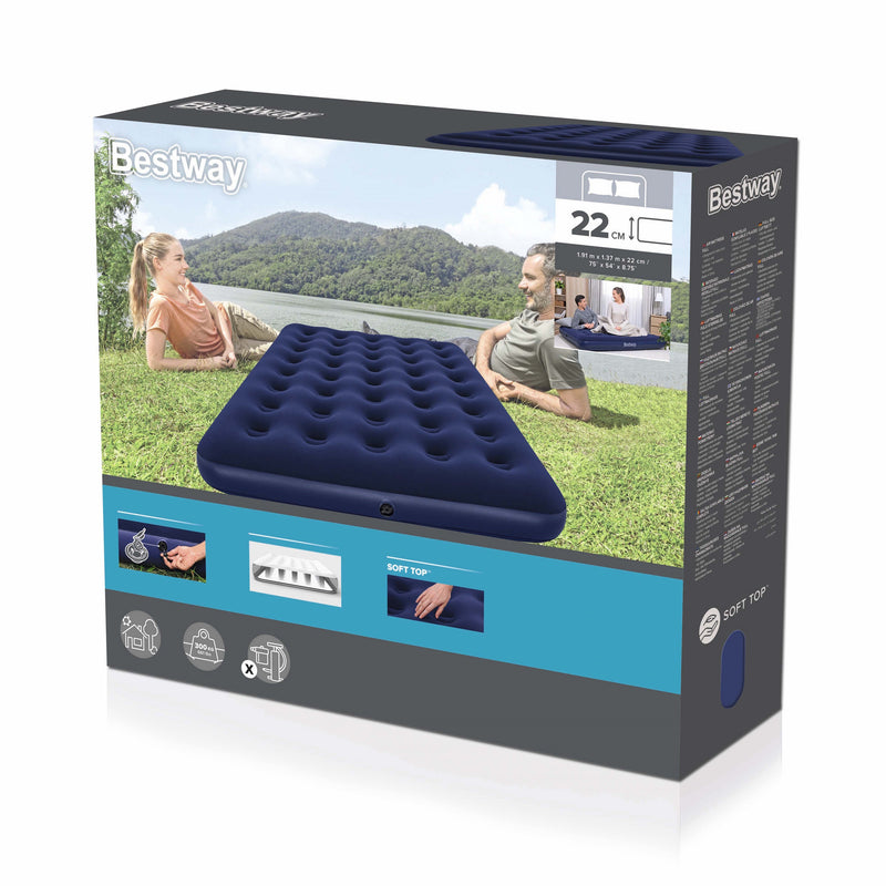 BW67002 AIRBED PVC BLU FLOCCATO MATRIMONIALE 191X137X22CM