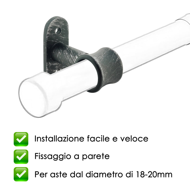 STAFFA CORTA 62MM 2PZ NERO E ARGENTO IN LEGA DI ZINCO