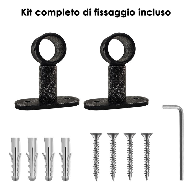 STAFFA CORTA 62MM 2PZ NERO E ARGENTO IN LEGA DI ZINCO