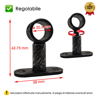 STAFFA CORTA 62MM 2PZ NERO E ARGENTO IN LEGA DI ZINCO