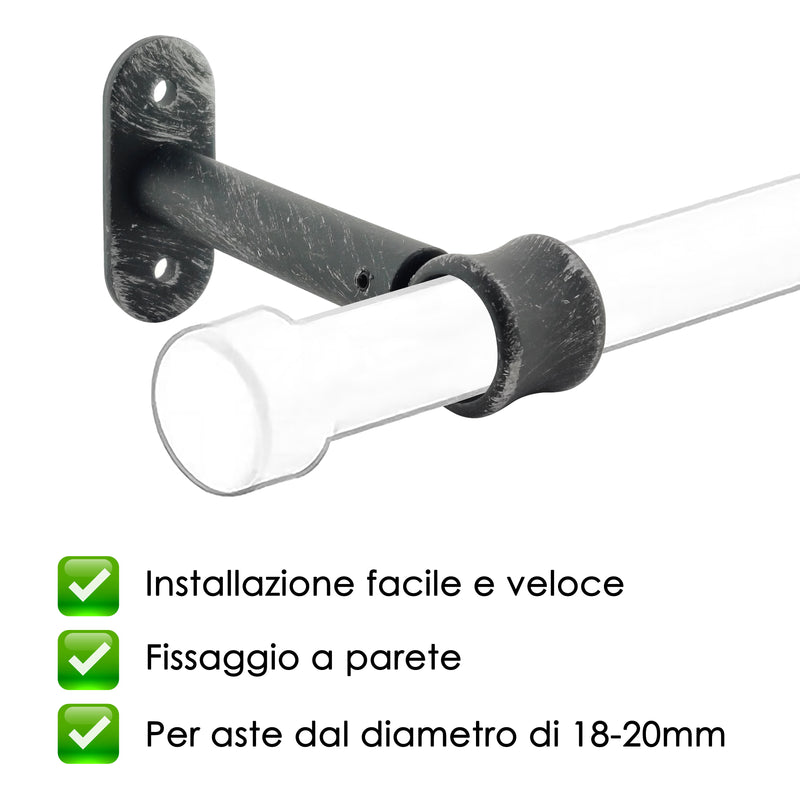 STAFFA MEDIA 115MM 2PZ NERO E ARGENTO IN LEGA DI ZINCO