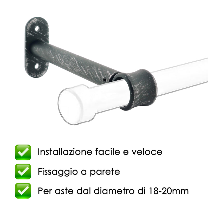 STAFFA LUNGA 165MM 2PZ NERO E ARGENTO IN LEGA DI ZINCO