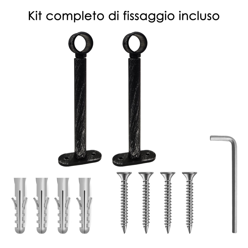 STAFFA LUNGA 165MM 2PZ NERO E ARGENTO IN LEGA DI ZINCO