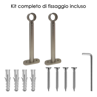 STAFFA LUNGA 165MM 2PZ NICHEL SATINATO IN LEGA DI ZINCO