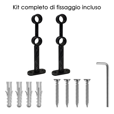 STAFFA DOPPIA 175MM 2PZ NERO E ARGENTO IN LEGA DI ZINCO