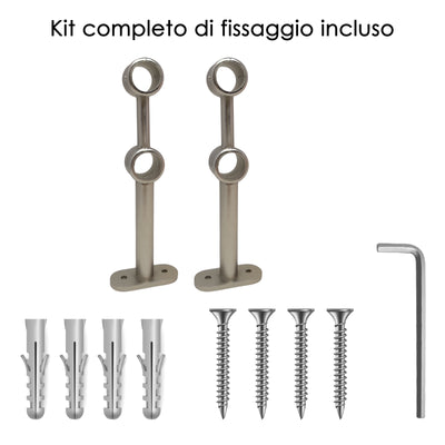 STAFFA DOPPIA 175MM 2PZ NICHEL SATINATO IN LEGA DI ZINCO