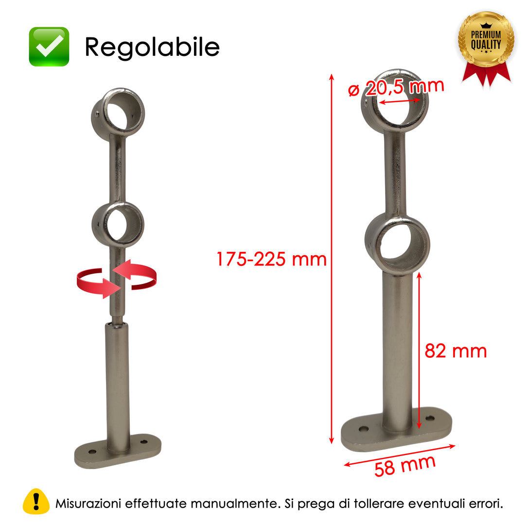 STAFFA DOPPIA 175MM 2PZ NICHEL SATINATO IN LEGA DI ZINCO