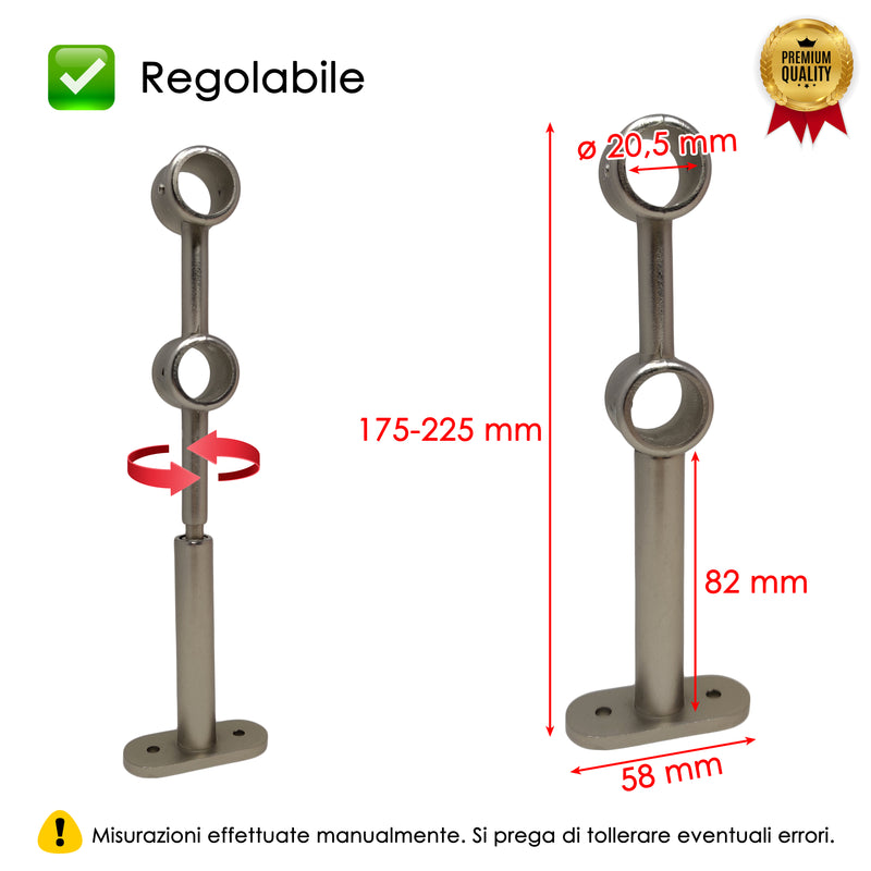 STAFFA DOPPIA 175MM 2PZ NICHEL SATINATO IN LEGA DI ZINCO