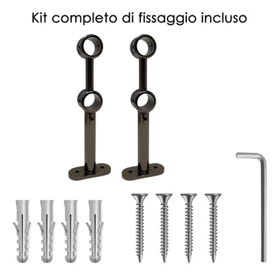 STAFFA DOPPIA 175MM 2PZ NICHEL NERO IN LEGA DI ZINCO