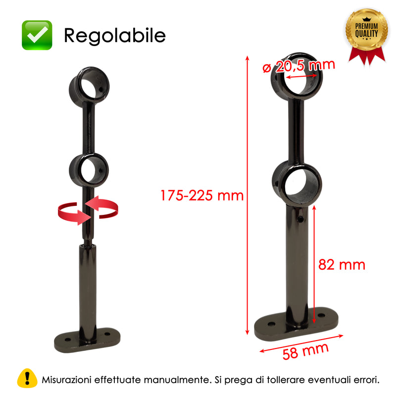 STAFFA DOPPIA 175MM 2PZ NICHEL NERO IN LEGA DI ZINCO