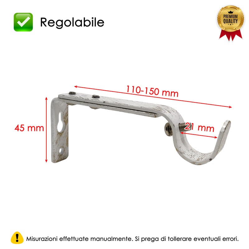 STAFFA APERTA 110MM 2PZ BIANCO E ORO IN FERRO