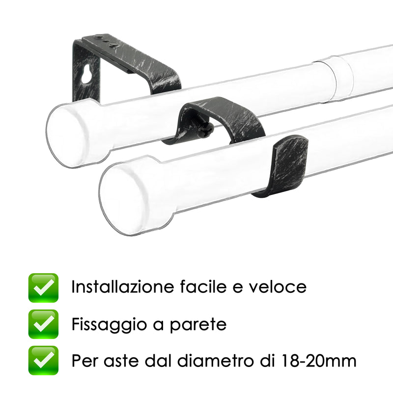 STAFFA APERTA DOPPIA 165MM 2PZ NERO E ARGENTO IN FERRO