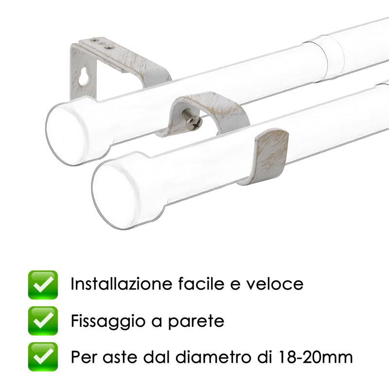 STAFFA APERTA DOPPIA 165MM 2PZ BIANCO E ORO IN FERRO