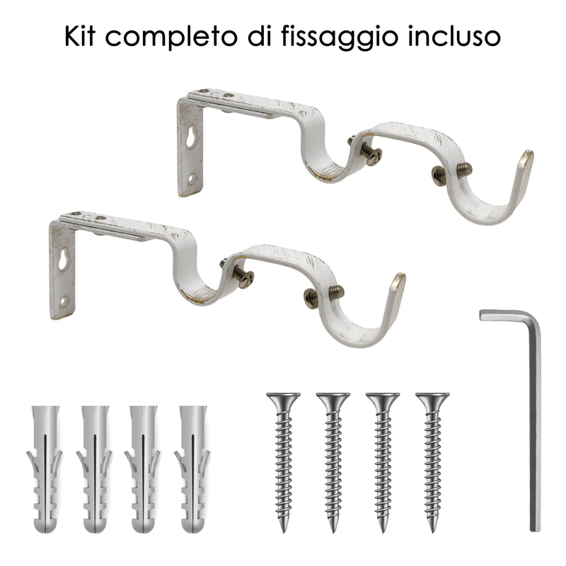 STAFFA APERTA DOPPIA 165MM 2PZ BIANCO E ORO IN FERRO