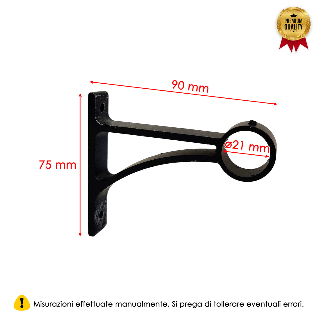 STAFFA TRIANGOLARE 90MM 2PZ NERO E ARGENTO IN ALLUMINIO