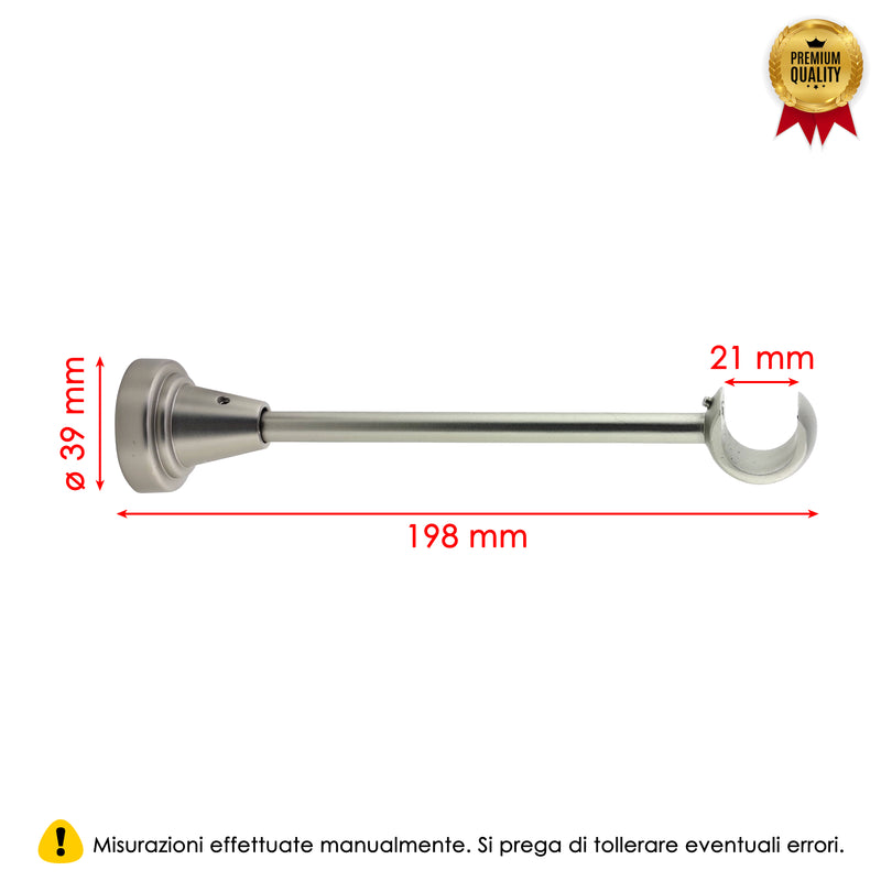 STAFFA APERTA 198MM 2PZ NICHEL SATINATO IN ALLUMINIO