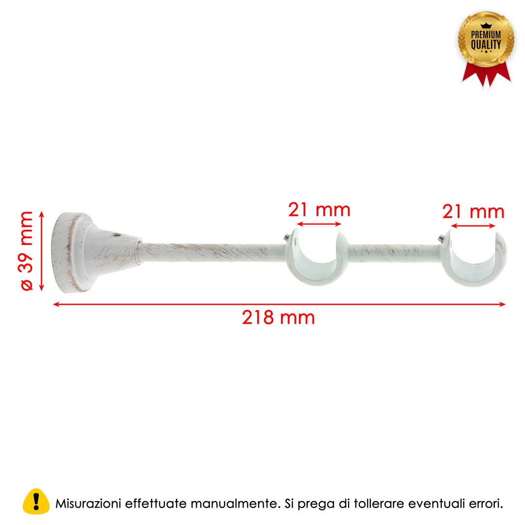 STAFFA APERTA DOPPIA 218MM 2PZ BIANCO E ORO IN ALLUMINIO