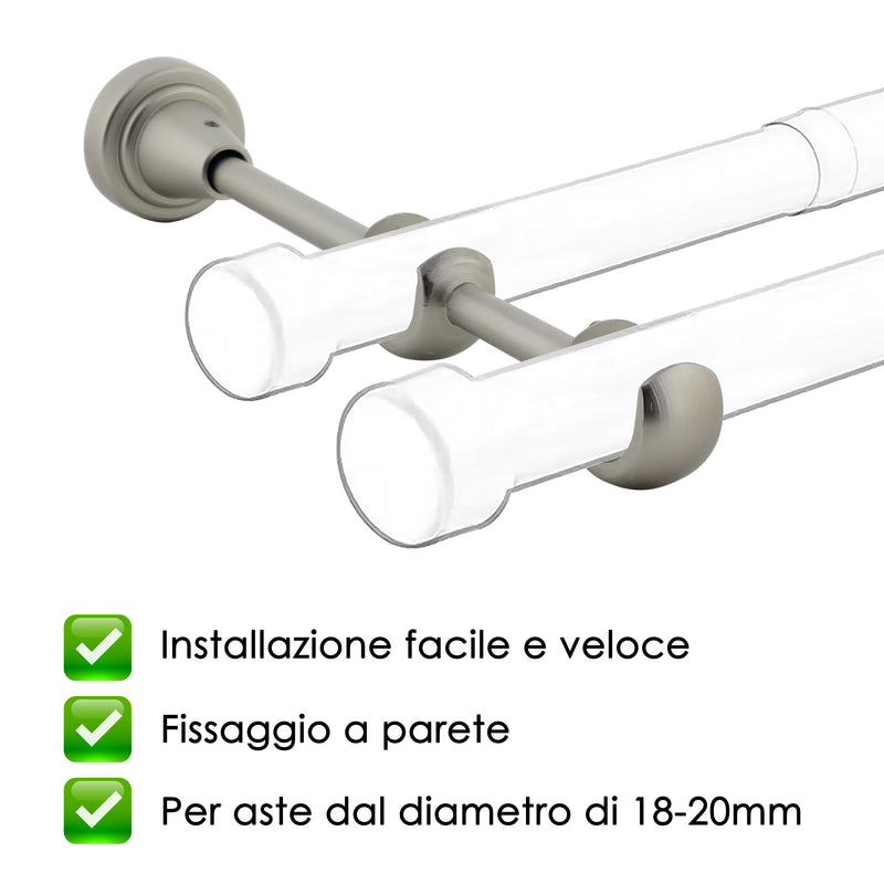 STAFFA APERTA DOPPIA 218MM 2PZ NICHEL SATINATO IN ALLUMINIO