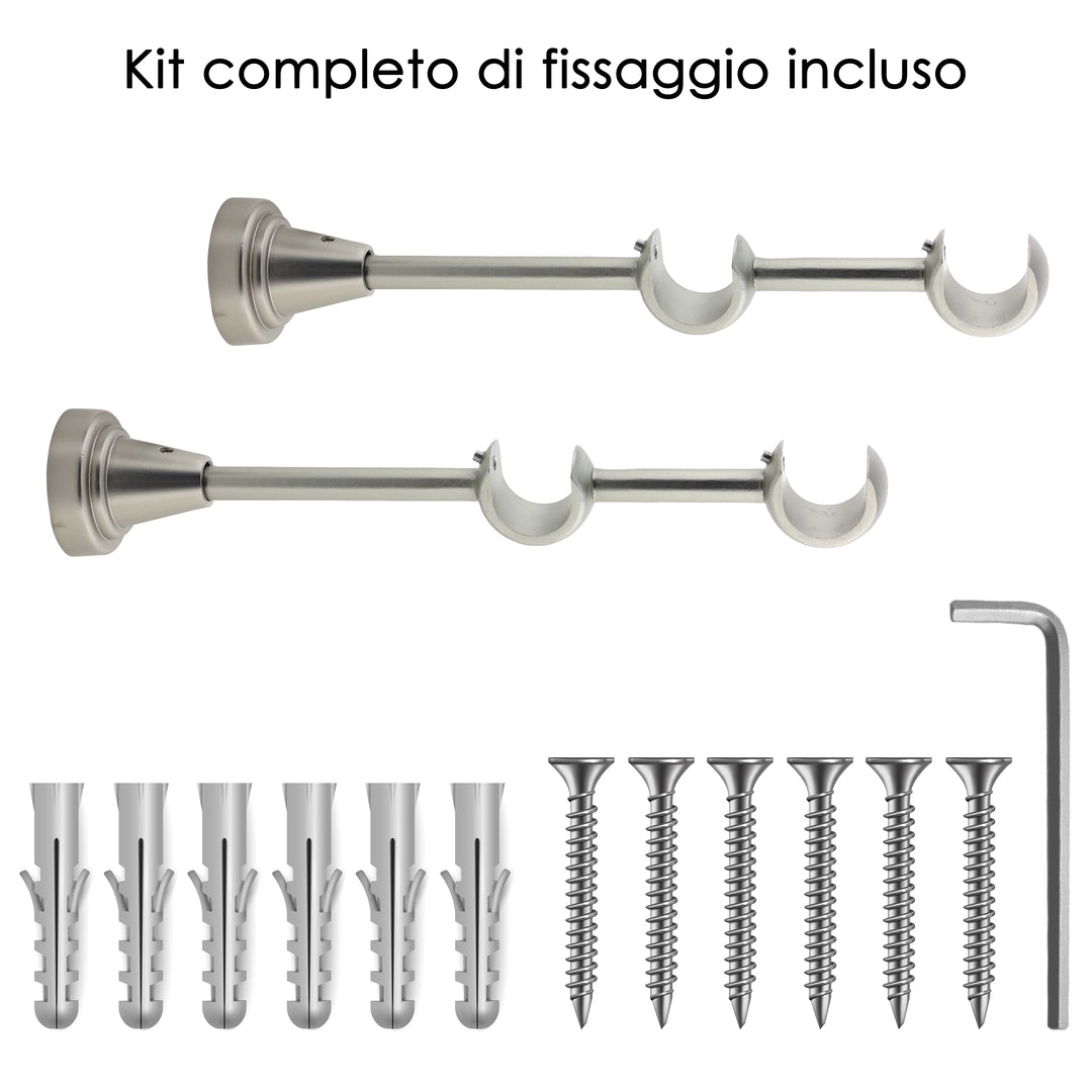 STAFFA APERTA DOPPIA 218MM 2PZ NICHEL SATINATO IN ALLUMINIO