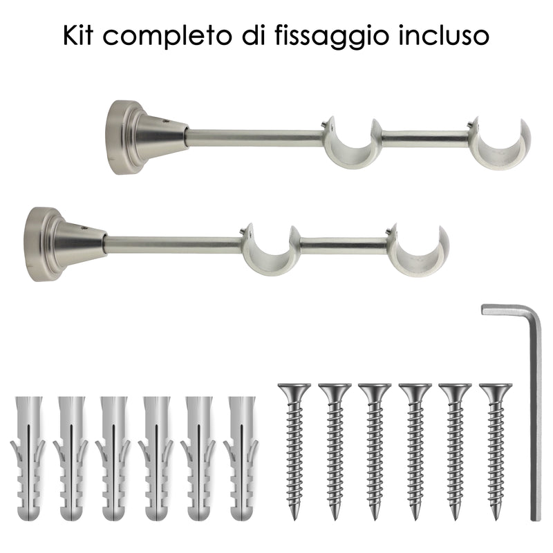 STAFFA APERTA DOPPIA 218MM 2PZ NICHEL SATINATO IN ALLUMINIO