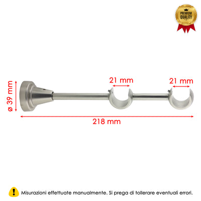 STAFFA APERTA DOPPIA 218MM 2PZ NICHEL SATINATO IN ALLUMINIO