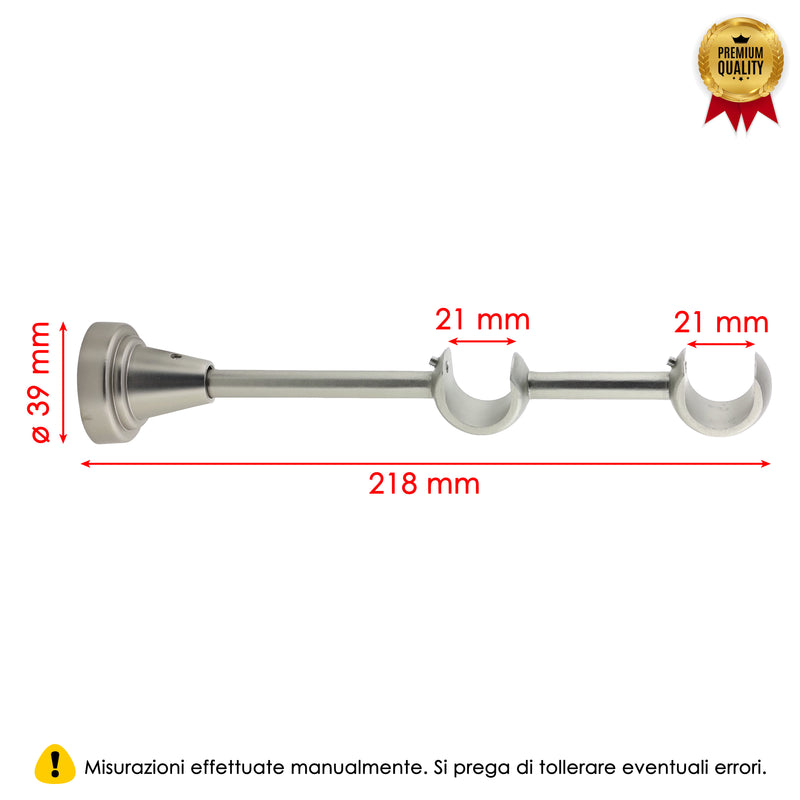 STAFFA APERTA DOPPIA 218MM 2PZ NICHEL SATINATO IN ALLUMINIO