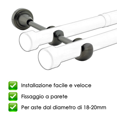 STAFFA APERTA DOPPIA 218MM 2PZ NICHEL NERO IN ALLUMINIO