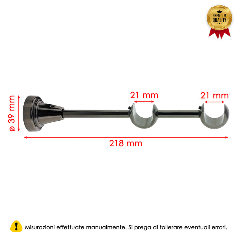 STAFFA APERTA DOPPIA 218MM 2PZ NICHEL NERO IN ALLUMINIO