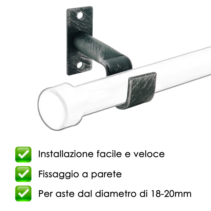 STAFFA APERTA 90MM 2PZ NERO E ARGENTO IN FERRO