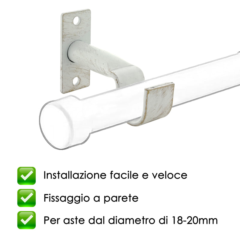 STAFFA APERTA 90MM 2PZ BIANCO E ORO IN FERRO