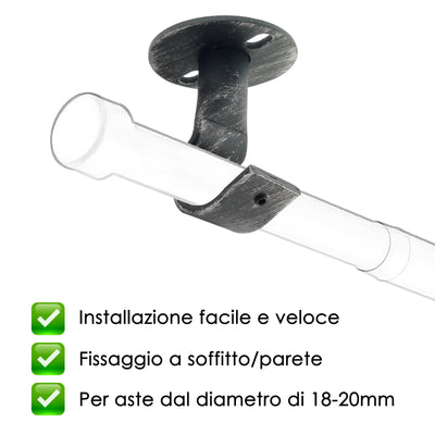 STAFFA A SOFFITTO 58MM 2PZ NERO E ARGENTO IN FERRO