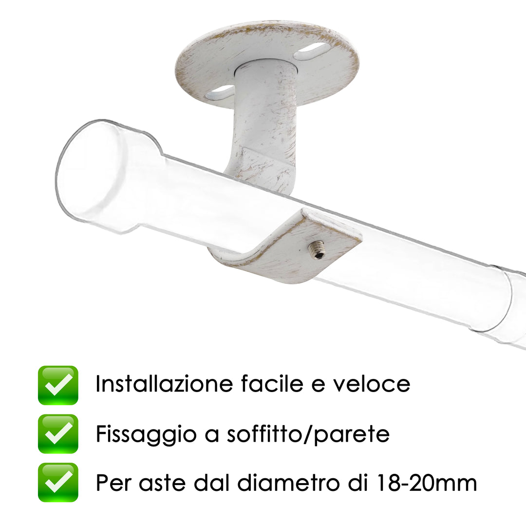 STAFFA A SOFFITTO 58MM 2PZ BIANCO E ORO IN FERRO
