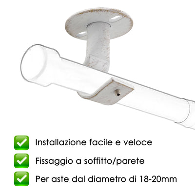 STAFFA A SOFFITTO 58MM 2PZ BIANCO E ORO IN FERRO