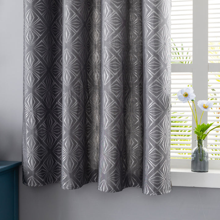 TENDA JACQUARD NERA SEMI OSCURANTE FANTASIA A ROMBI 1 PANNELLO 140X145CM