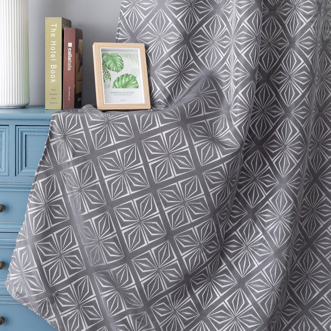 TENDA JACQUARD NERA SEMI OSCURANTE FANTASIA A ROMBI 1 PANNELLO 140X295CM
