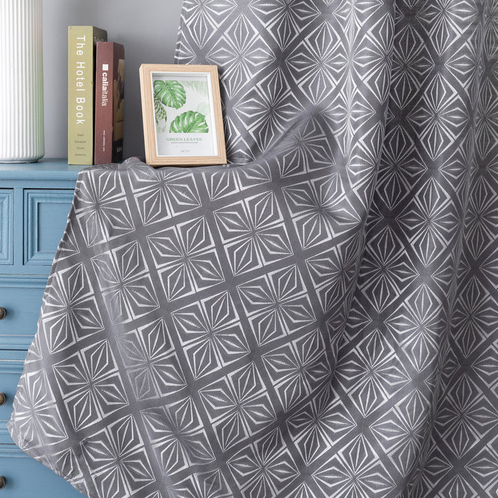 TENDA JACQUARD NERA SEMI OSCURANTE FANTASIA A ROMBI 1 PANNELLO 140X235CM